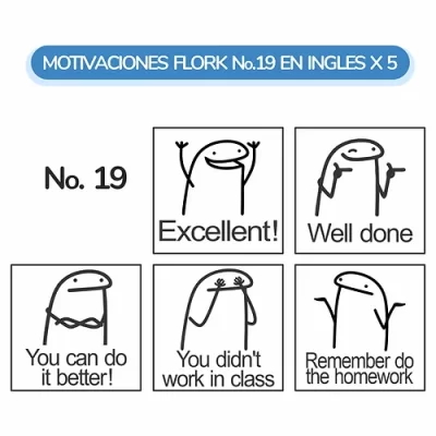 SELLOS MOTIVACIONES FLORK No. 19 EN INGLÉS X 5