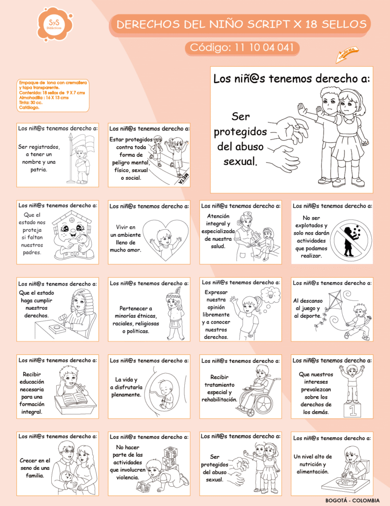 DERECHOS DEL NIÑO SCRIPT X 18 SELLOS – Didácticos Símbolos y Signos