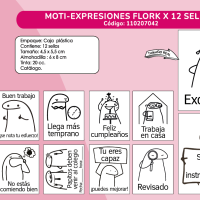 MOTI-EXPRESIONES FLORK X 12 SELLOS
